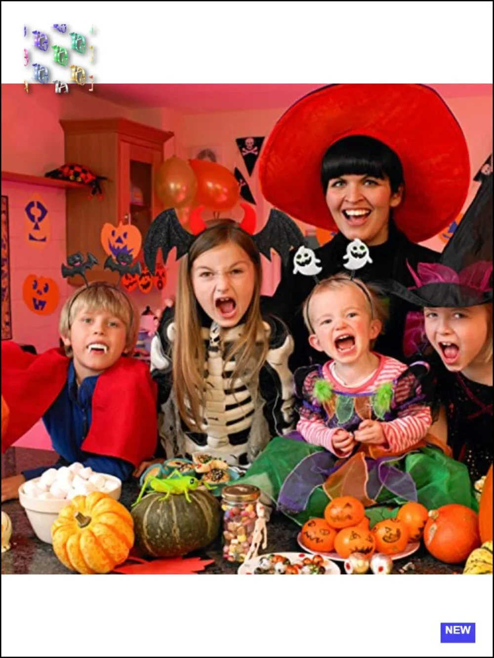 Halloween Headbands 6-Pack Ghost Bat Spider Pumpkin Devil Eyeball Costume Hair
